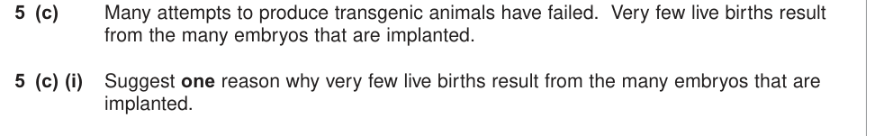Question from 2012 A-Level Unit 5 Q5(c)(i) (2 marks)