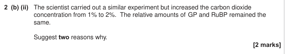 Question from 2016 A-Level Unit 4 Q2(b)(ii) (2 marks)