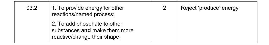Mark scheme for 2016 As Paper 1 Q3.2 (2 marks)
