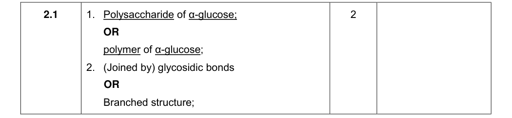Mark scheme for 2017 A-Level Paper 1 Q2.1 (2 marks)