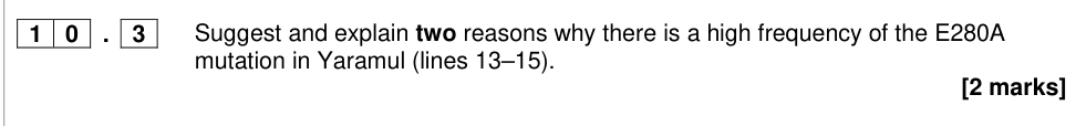 Question from 2017 A-Level Paper 2 Q10.3 (2 marks)