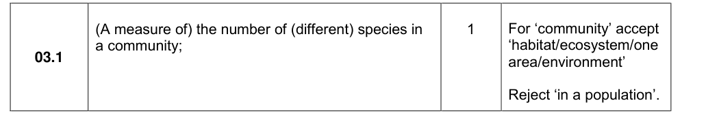 Mark scheme for 2018 A-Level Paper 1 Q3.1 (1 marks)