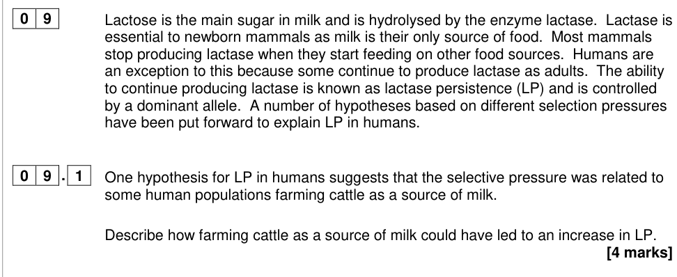 Question from 2018 A-Level Paper 2 Q9.1 (4 marks)