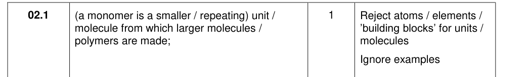 Mark scheme for 2018 As Paper 1 Q2.1 (1 marks)