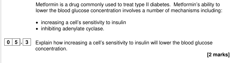 Question from 2019 A-Level Paper 2 Q5.3 (2 marks)