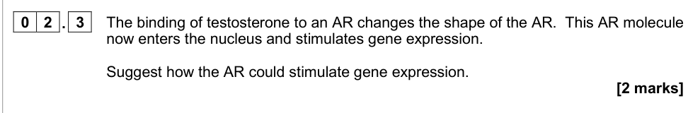 Question from 2020 A-Level Paper 2 Q2.3 (2 marks)