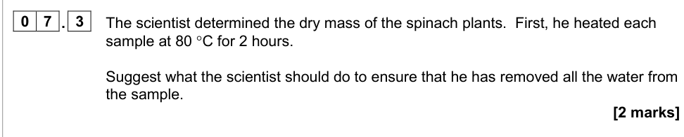 Question from 2020 A-Level Paper 2 Q7.3 (2 marks)