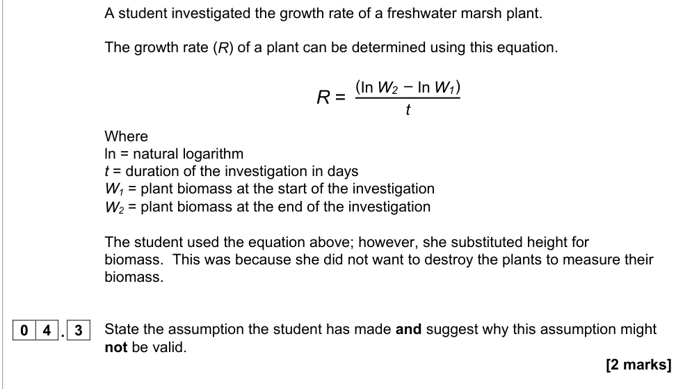 Question from 2021 A-Level Paper 3 Q04.3 (2 marks)