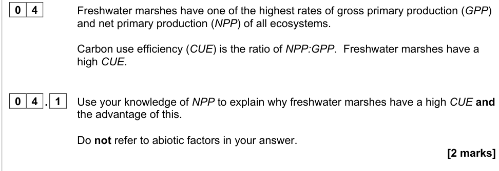Question from 2021 A-Level Paper 3 Q4.1 (2 marks)