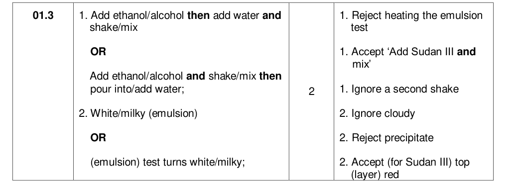 Mark scheme for 2021 As Paper 2 Q1.3 (2 marks)