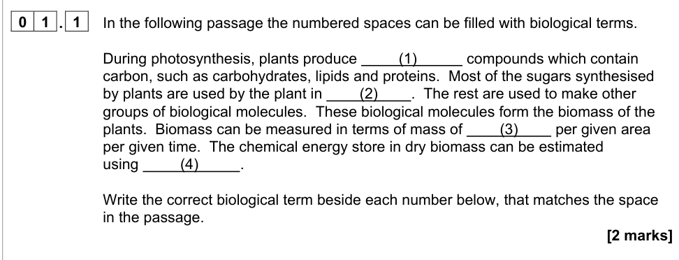 Question from 2022 A-Level Paper 2 Q1.1 (2 marks)