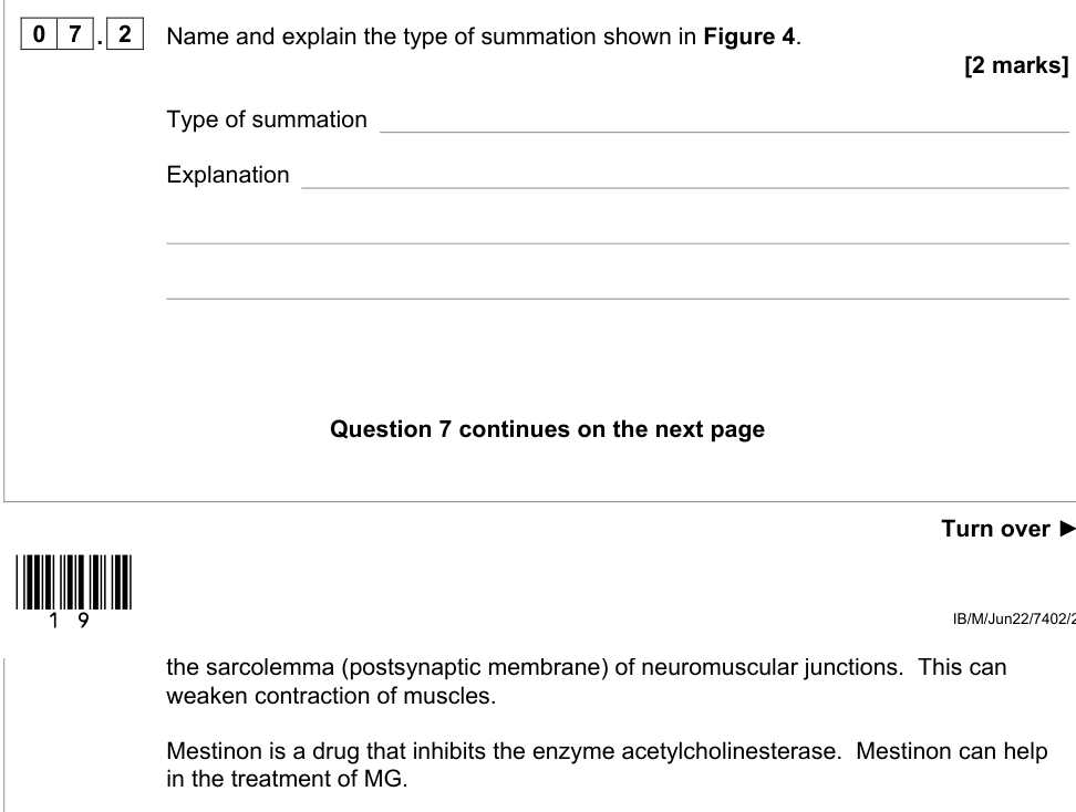 Question from 2022 A-Level Paper 2 Q7.2 (2 marks)