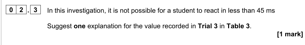 Question from 2022 A-Level Paper 3 Q2.3 (1 marks)