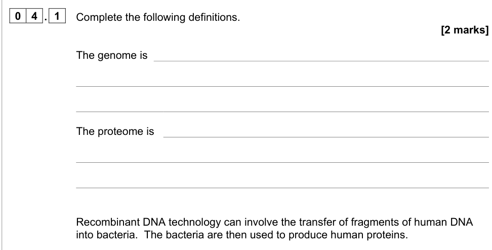 Question from 2022 A-Level Paper 3 Q4.1 (2 marks)