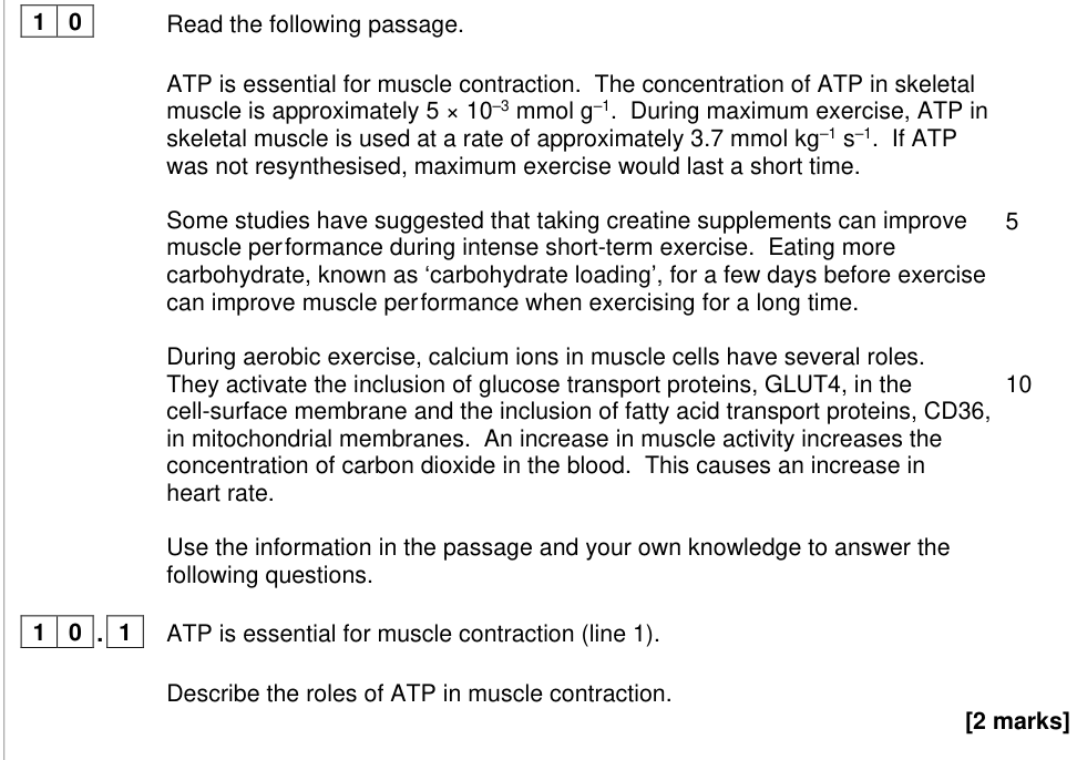 Question from 2023 A-Level Paper 2 Q10.1 (2 marks)