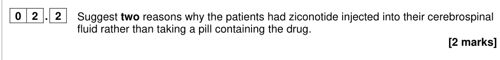 Question from 2023 A-Level Paper 2 Q2.2 (2 marks)