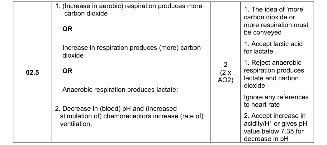 Mark scheme for 2025 A-Level Paper 2 Q2.5 (2 marks)