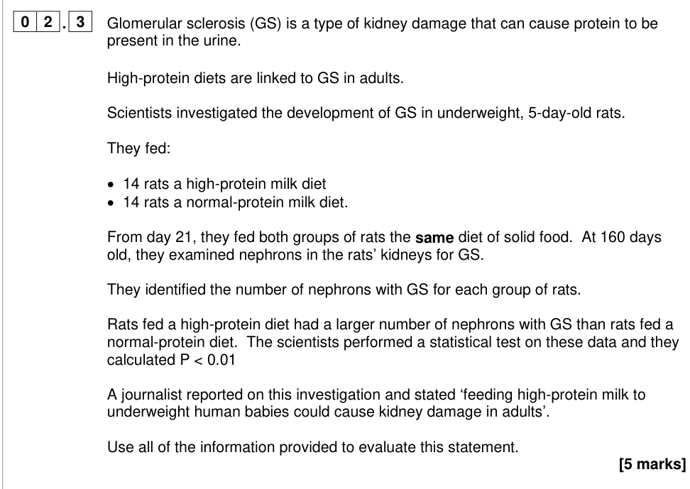 Question from 2025 A-Level Paper 3 Q2.3 (5 marks)