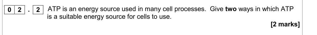 Question from Specimen A-Level Paper 2 Q2.2 (2 marks)