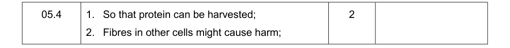 Mark scheme for Specimen A-Level Paper 2 Q5.4 (2 marks)
