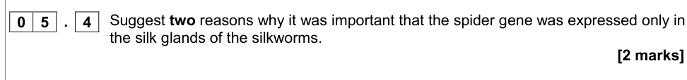 Question from Specimen A-Level Paper 2 Q5.4 (2 marks)