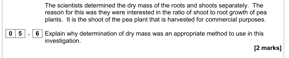 Question from Specimen A-Level Paper 3 Q5.6 (2 marks)