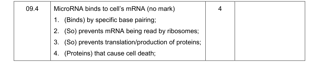 Mark scheme for Specimen As Paper 1 Q9.4 (4 marks)
