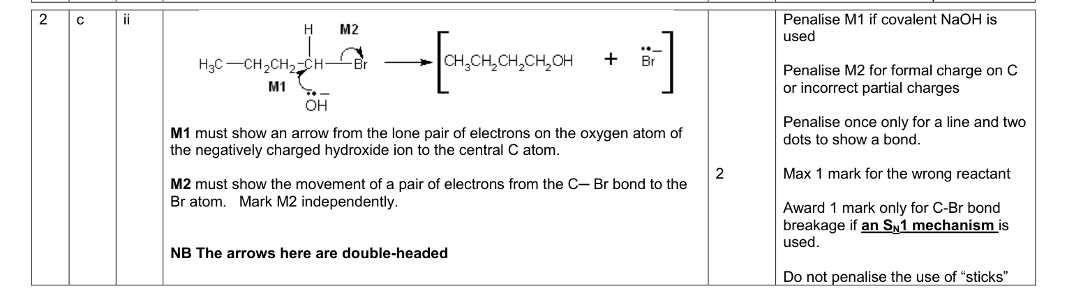 Mark scheme for June 2010 As Unit 2 Q2(c)(ii) (2 marks)