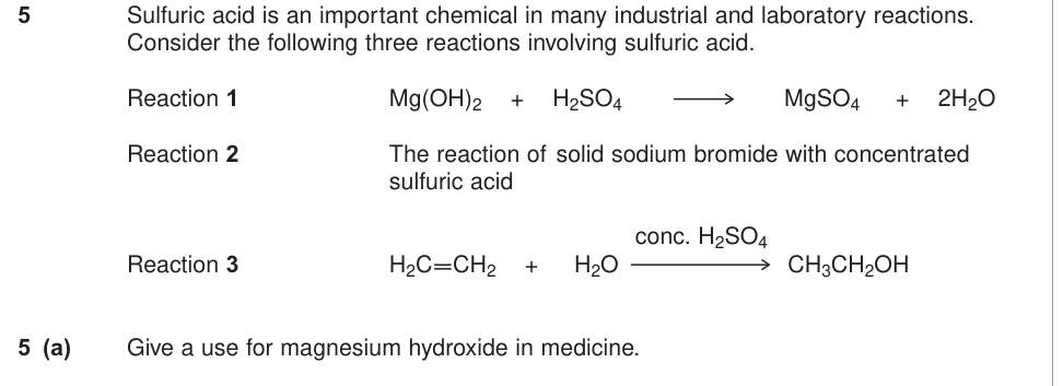 Question from June 2010 As Unit 2 Q5(a) (1 marks)