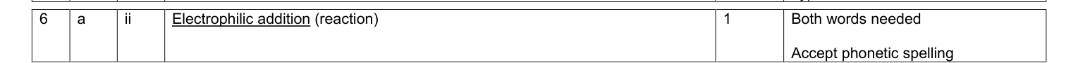 Mark scheme for 2010 As Unit 2 Q6(a)(ii) (1 marks)