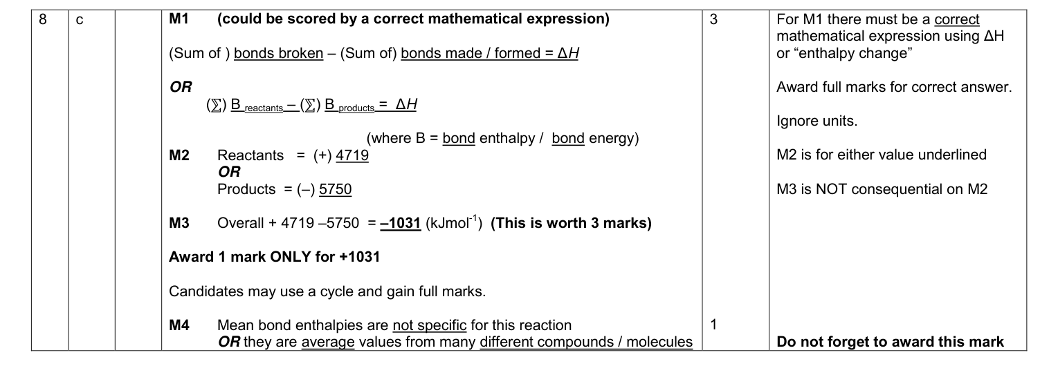 Mark scheme for June 2010 As Unit 2 Q8(c) (4 marks)