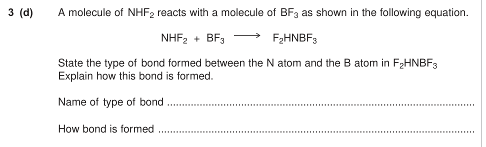 Question from June 2011 As Unit 1 Q3(d) (2 marks)
