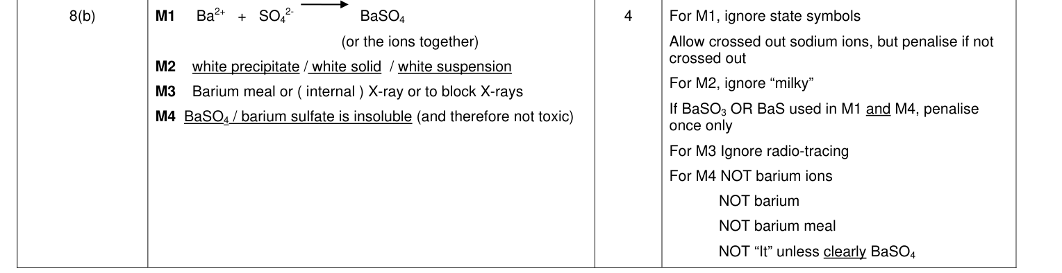 Mark scheme for 2011 As Unit 2 Q8(b) (2 marks)