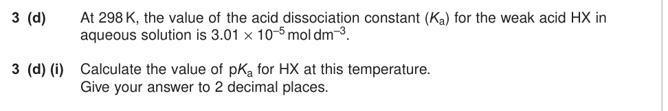 Question from 2012 A-Level Unit 4 Q3(d) (1 marks)
