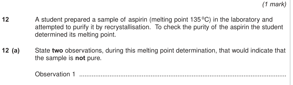 Question from 2012 A-Level Unit 6 EMPA Q12(a) (2 marks)