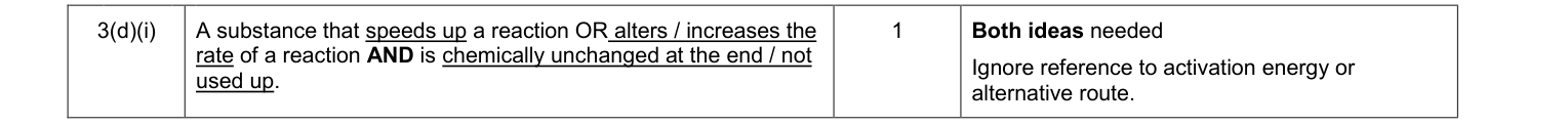 Mark scheme for June 2012 As Unit 2 Q3(d)(i) (1 marks)