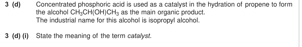 Question from June 2012 As Unit 2 Q3(d)(i) (1 marks)