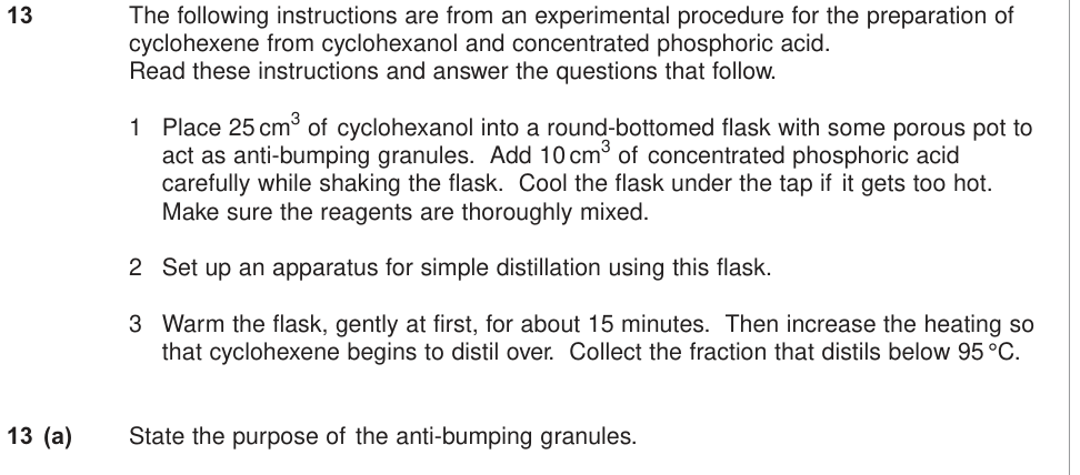 Question from 2012 As Unit 3 EMPA Q13(a) (1 marks)