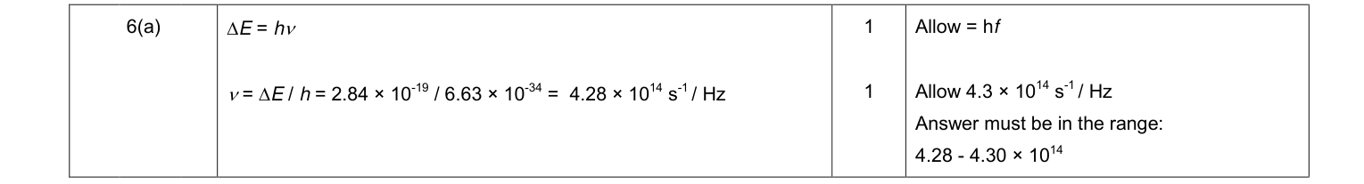 Mark scheme for June 2013 A-Level Unit 5 Q6(a) (2 marks)