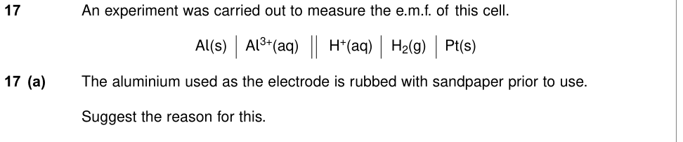 Question from 2013 A-Level Unit 6 EMPA Q17(a) (1 marks)
