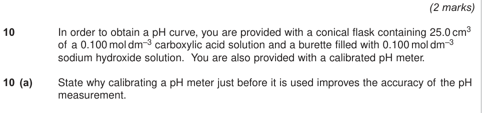 Question from 2013 A-Level Unit 6 ISA-P Q10(a) (1 marks)