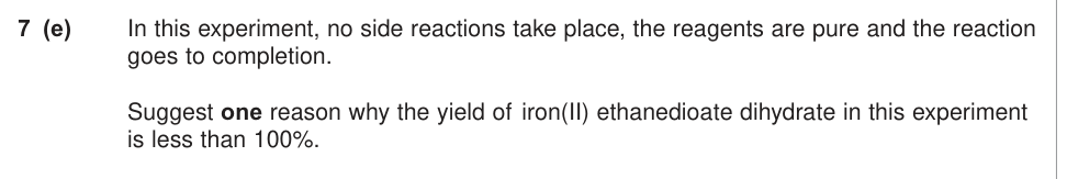 Question from 2013 A-Level Unit 6 ISA-Q Q7(e) (1 marks)
