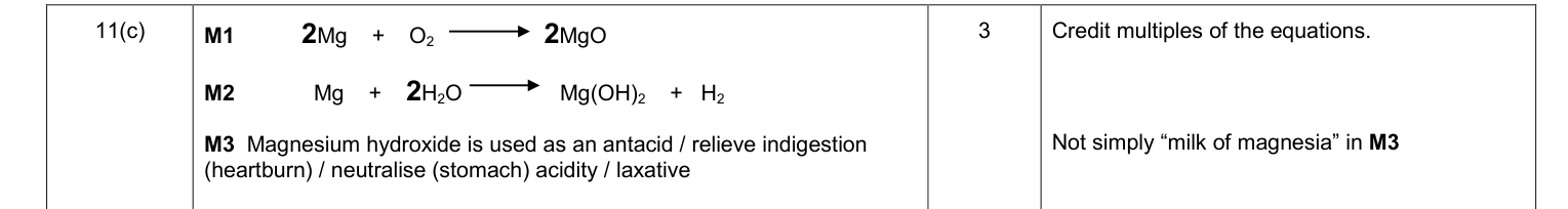 Mark scheme for June 2013 As Unit 2 Q11(c) (3 marks)