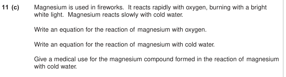 Question from June 2013 As Unit 2 Q11(c) (3 marks)