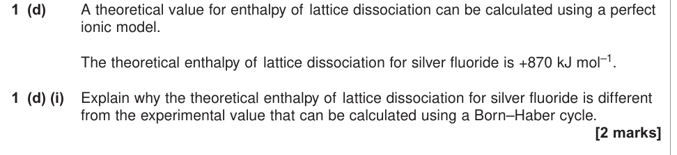 Question from 2014 A-Level Unit 5 Q1(d)(i) (2 marks)