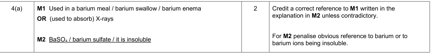 Mark scheme for 2014 As Unit 2 Q4(a) (2 marks)