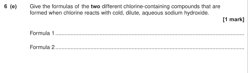 Question from 2014 As Unit 2 Q6(e) (1 marks)