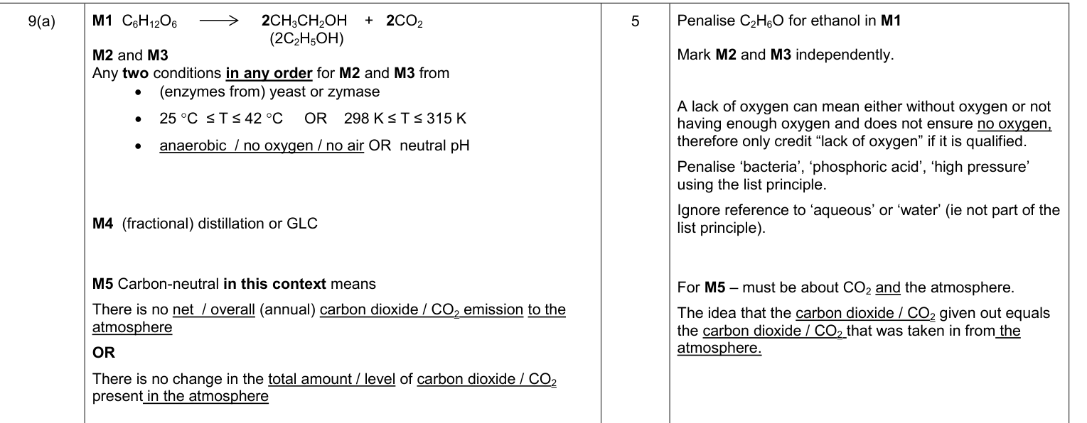 Mark scheme for 2014 As Unit 2 Q9(a) (5 marks)