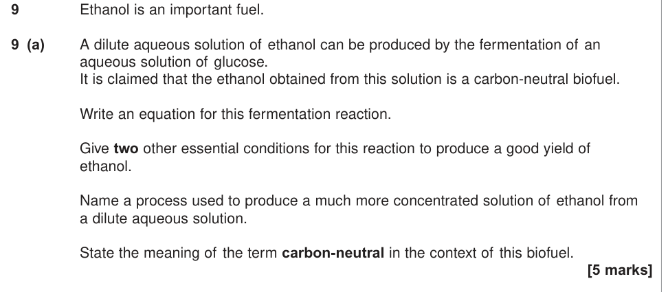 Question from 2014 As Unit 2 Q9(a) (5 marks)