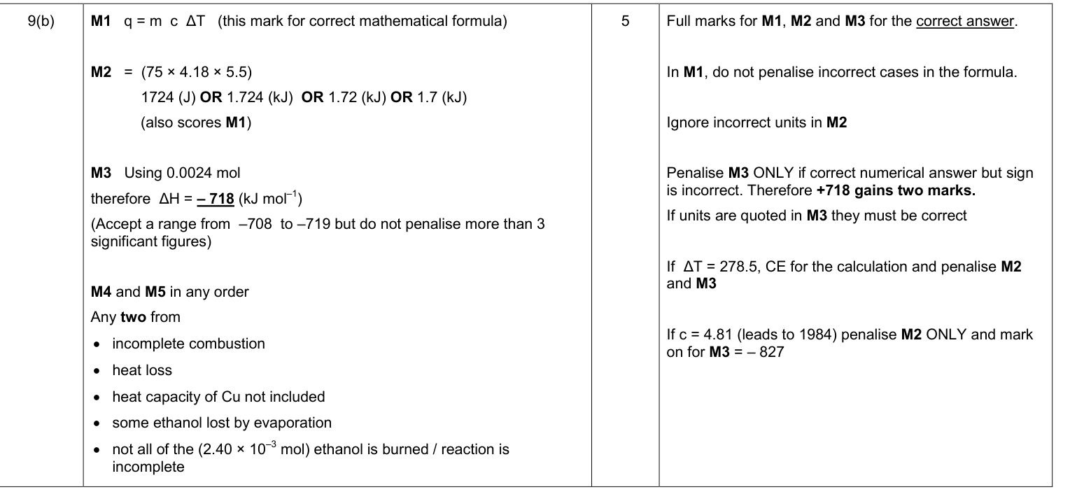 Mark scheme for 2014 As Unit 2 Q9(b) (5 marks)